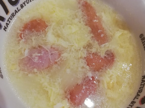 ウインナーと玉ねぎと卵の中華スープ